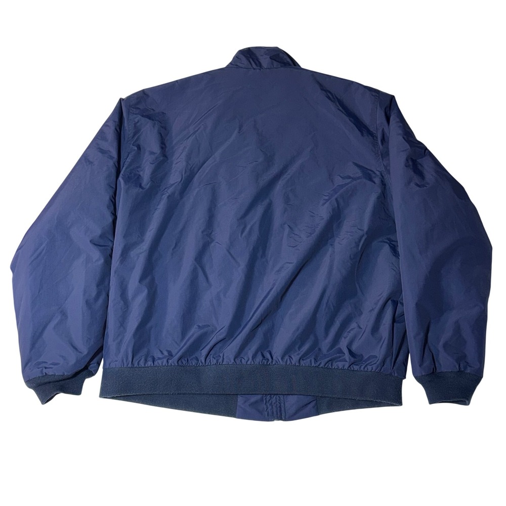 LL Bean Warm-Up Jacket Mens XL Navy Blue Fleece Lined Nylon Bomber Pocket 205107 - Picture 3 of 10